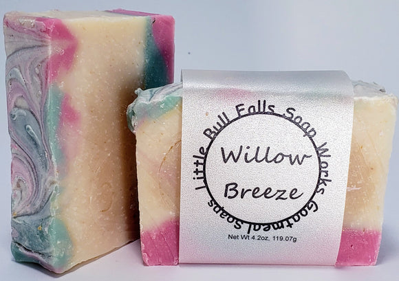 Willow Breeze handmade goat milk soap made with organic ingredients in Wisconsin by Soap & candle co Little Bull Falls Soap Works. Wausau Wisconsin soap.
