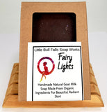  Fairy Soaps!  Joyful indulgence! This scent is an unexpected fantasy floral with a high-end perfume character. You will absolutely feel indulged with this fragrance!  Pear, agave, marine, cherry blossom, rose powder, dark musk & amber blend together to create that magic you missing in your nights! Try Fairy Lights handmade soap made using organic food grade ingredients!