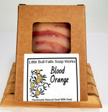 Indulge in the mouthwatering scent of blood orange with our handmade goat milk soap. The aroma perfectly blends notes of tangerine leaf, Italian bergamot, tangelo, and sheer floral petals for a fruity and refreshing experience. This soap's fragrance strength is medium. This soap is perfect for those who love fruity scents and want a refreshing shower experience. Homemade goat milk soap is an organic soap bar that helps get rid of eczema.