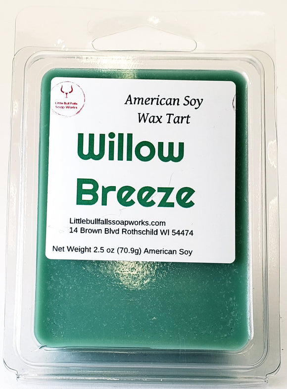Willow Breeze soy wax melt tart made in Wisconsin