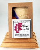 Water orchid is a floral handmade soap made in the Midwest by Wisconsin soap company Little Bull Falls Soap Works using organic ingredients