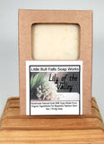 A handcrafted Lily of the Valley Goat Milk Soap bar, made in Wisconsin with organic oils, raw goat milk, and skin-nourishing butters. Delicately scented with the fresh, floral aroma of lily of the valley, capturing the essence of spring blooms in every lather. Cold-processed for a gentle, moisturizing cleanse that leaves skin feeling soft and radiant. Handmade, natural, paraben-free, phthalate-free, and perfect for all skin types. A timeless floral indulgence for your daily routine!