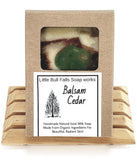 Handmade soap company Little Bull Falls Soap Works Cedar Balsam organic soap bar makes a great gift! Great gift for dudes! No more eczema!