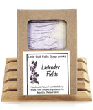 Lavender Fields Goat Milk soap is made with organic food ingredients and pure lavender essential oil by Wisconsin soap & candle company Little Bull Falls Soap Works. Handmade soap company. Goat milk soap lavender.