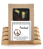 Handmade patchouli soap made from essential oils. Made here in the US by American soap and candle company Little Bull Falls Soap Works located in Wausau Wisconsin. Handmade soap.