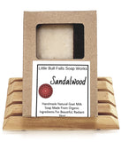 All natural sandalwood soap handmade in the Midwest of the United States by WIsconsin based soap and candle company Little Bull Falls Soap Works. Great for sensitive skin especially eczema!