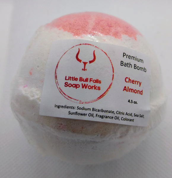 cherry almond bath bomb. handmade bath bomb. door county cherry bath bomb.