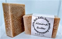 Almond butter handmade goat milk oatmeal soap by Wisconsin soap coompany Little Bull Falls Soap Works. Handmade Wisconsin soap.