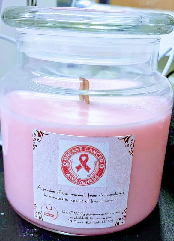 Breast Cancer Awareness Soy Wax Candle Wood Wick