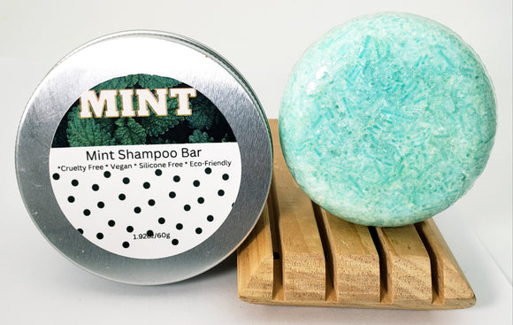 Mint shampoo bar shop small local handmade. Solid shampoo bars made by WIsconsin soap & candle co out of Wausau Wisconsin Little Bull Falls Soap Works.