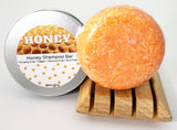 Honey scented shampoo bar made by Little Bull Falls Soap Works of Wisconsin. Solid shampoo bars made by WIsconsin soap & candle co out of Wausau Wisconsin Little Bull Falls Soap Works. In a shampoo bar travel case!