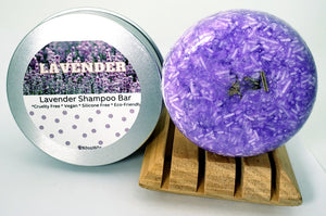 Lavender plastic free shampoo bar. Solid shampoo bars made by WIsconsin soap & candle co out of Wausau Wisconsin Little Bull Falls Soap Works.