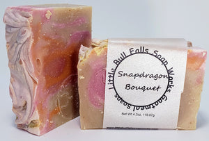 Snapdragon Bouquet is a sweet floral handmade soap that was made in Wausau Wisconsin by soap & candle co Little Bull Falls Soap Works from organic & natural ingredients.