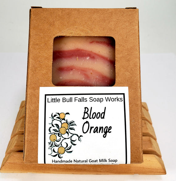 Indulge in the mouthwatering scent of blood orange with our handmade goat milk soap. The aroma perfectly blends notes of tangerine leaf, Italian bergamot, tangelo, and sheer floral petals for a fruity and refreshing experience. This soap's fragrance strength is medium. This soap is perfect for those who love fruity scents and want a refreshing shower experience.
