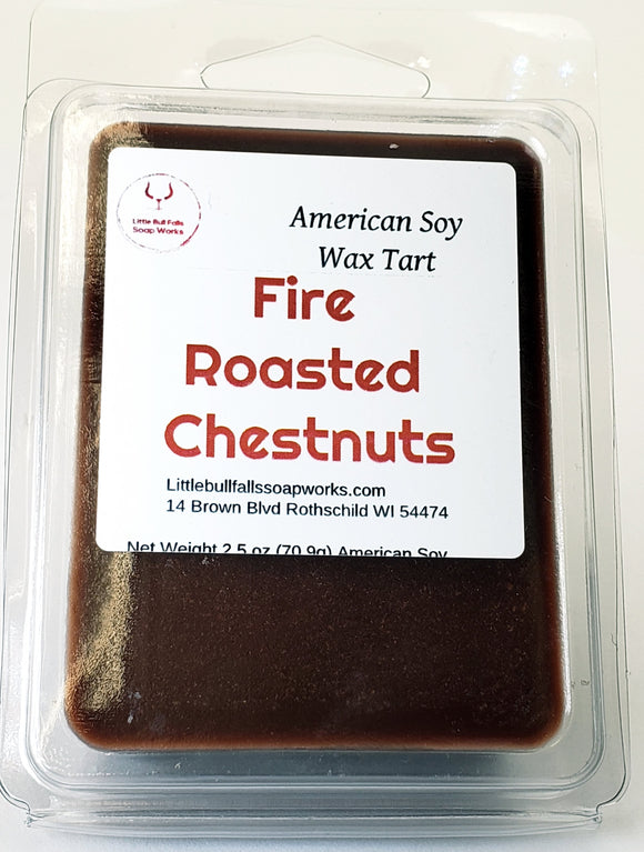 Fire roasted chestnuts soy wax melt Chestnuts roasting on an open fire.