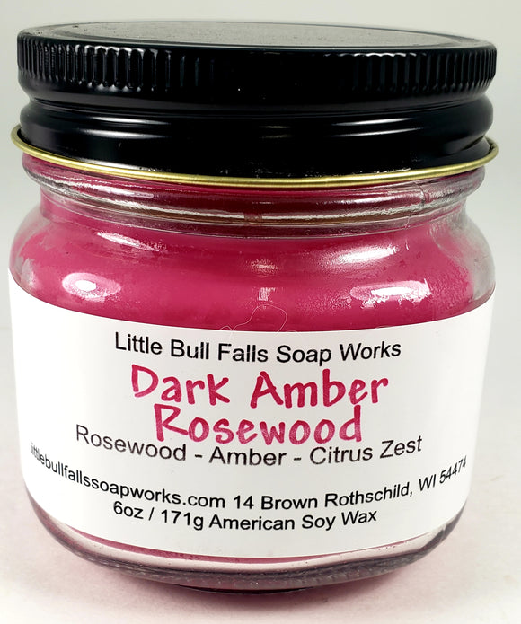 Dark Amber Rosewood is such an alluring upscale scent. One of our most popular. Made by Wisconsin soap & candle co by Little Bull Falls Soap Works.