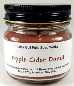 Apple Cider Donut smells just like the real thing! This makes a great fall candle that will fill your home with those warm & cozy vibes. Made by Little Bull Falls Soap Works a soap and candle co from the Wausau Rothschild area in Wisconsin.