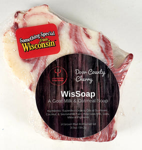 Wisconsin shaped soap made from organic food ingredients. This one smells like Door County cherries. Made in central Wisconsin - cold processed by hand.  State soap. Truly Something Special From Wisconsin!