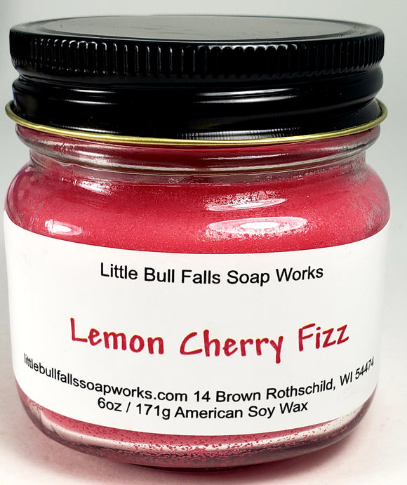 Lemon Cherry Fizz soy wax candle smells like a cherry lemon seltzer. It is a strong and clean candle that would make a great gift!