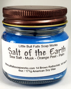 Salt of the earth soy wax candle is made by Wisconsin soap and candle company Little Bull Falls Soap Works. Our soy wax is grown in the USA by American farmers. This makes a great gift for Christians, preachers, pastors, sunday school teachers.