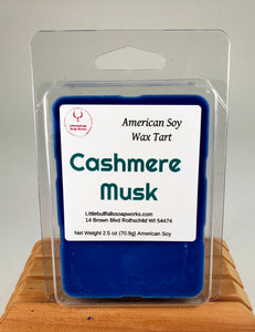 Cashmere Musk soy wax melt made in Wisconsin by little Bull falls soap works. Unisex wax melt candle.