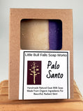 Palo Santo is an organic goat milk & oatmeal soap handmade in America by Wisconsin Soap company Little Bull Falls Soap Works. These soaps are wonderful on eczema and dry skin.