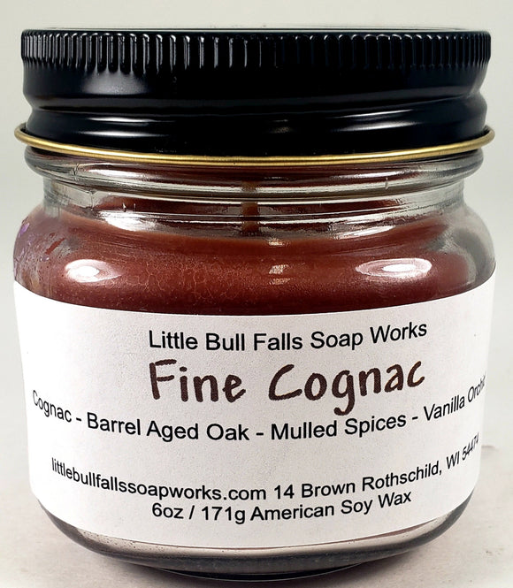 Fine Cognac is a handmade soy wax candle made in the USA by Wisconsin candle co. Little Bull Falls Soap Works 