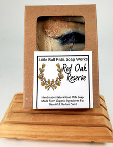 Red Oak Reserve is a unisex handmade goat milk soap made by Wisconsin soap co Little Bull Falls Soap Works. 