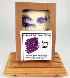 Acai Berry & Satin is a clean scent handmade by small business soap company Little Bull Falls Soap Works in Central Wisconsin.  Small batches and love. Wholesale available. 