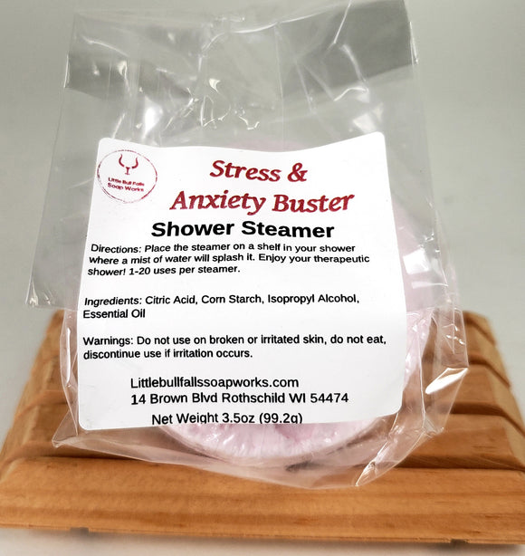 Stress and Anxiety Shower Steamer is made using pink grapefruit essential oils. 