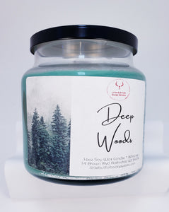 Deep Woods is a luxury candle that will appeal to all genders - unisex. It is made from soy wax from American soybeans and sports an all-ntural wood wick. Deep Woods is a modern fragrance with universal appeal. This captivating fragrance oil begins with hints of orange, grapefruit, and an infusion of sage that enhance the natural earthy quality. Lavender adds a soft floral and herbal touch to the heart of this scent, while oakmoss, amber, and tonka round out the base for a beautiful, deep character. 