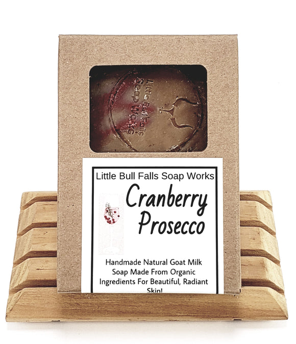 Cranberry Prosecco Goat Milk Oatmeal Soap. The best soap for your problem skin - dry, eczema, dermatitis is Little Bull Falls Soap Works out of central Wisconsin. This one is light and fruity and oh so great!
