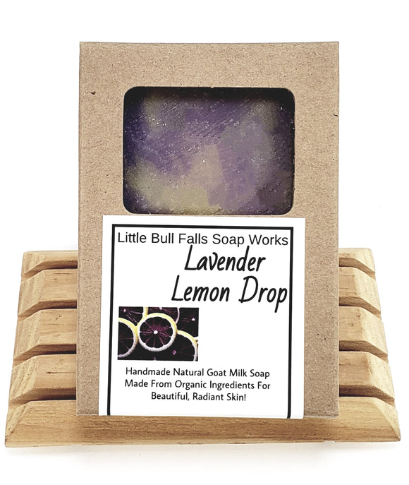 Lavender Lemon Drop goat milk oatmeal soap is made by WIsconsin  small business Little Bull Falls Soap Works. It  makes a great Mother's Day gift idea!