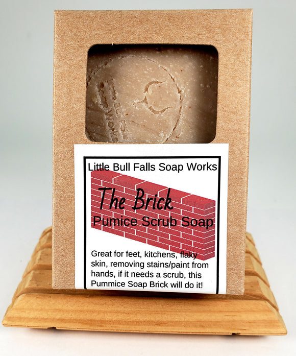 The brick is a strong exfoliating bar soap that is great for gardeners, mechanics, and in the kitchen,  as well for rough dry skin...like your feet! 