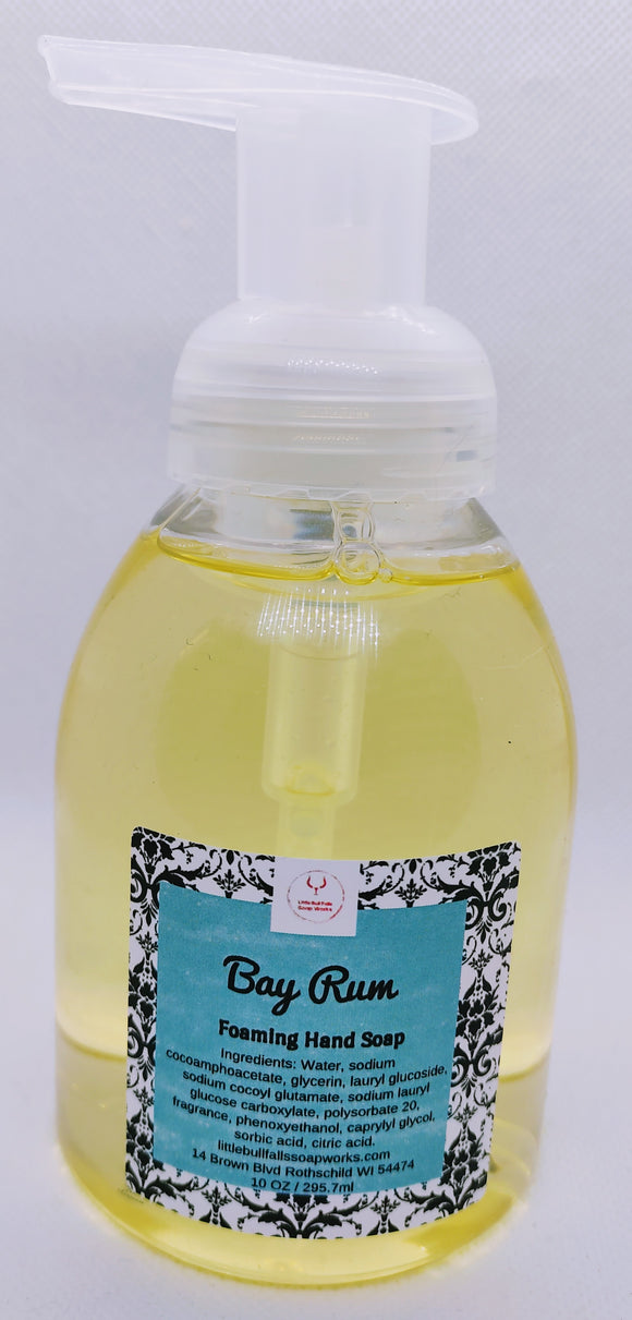 Bay Rum Foaming Hand Soap made by Little Bull Falls Soap Works in Wisconsin.
