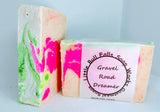 Gravel Road Dreamer handmade organic goat milk soap from Wisconsin soap co Little Bull Falls Soap Works. Pot Cannabis Soap. Rose soap. Cold Processed neon soap. Cannabis Rose Soap