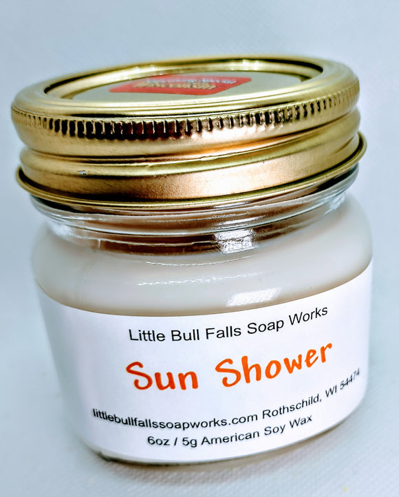 Sun Shower Soy Wax Candle. Handmade Soy Candle. Made in Wisconsin. Best soy candles. Marshfield Candles. Wausau Candles. Stevens Point Candles.