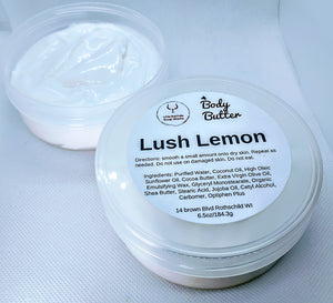 Lush Lemon Body Butter handmade in Wisconsin by Little Bull Falls Soap Works.