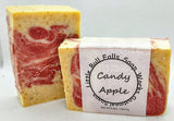 Candy Apple goat milk bar soap created by Little Bull Falls Soap Works using organic oils. Oatmeal soap. Cold processed in small batches.