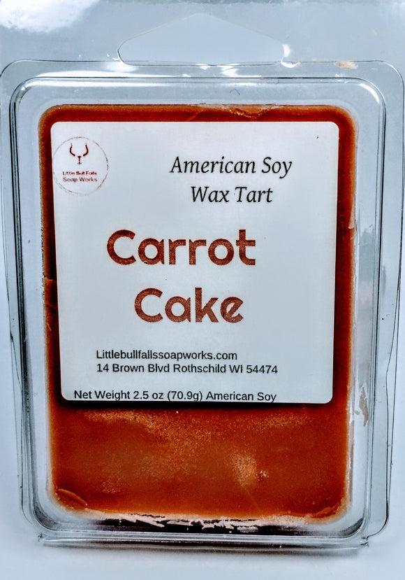 carrot cake soy wax melt handmade in Wisconsin by Little Bull Falls Soap Works 