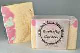 Butterfly Garden handmade goat milk natural soap. Hand poured by Little Bill Falls Soap Works in Wisconsin. Available for wholesale and retail.