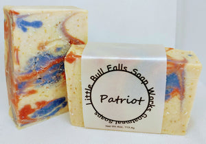Patriot natural goat milk soap made from organic ingredients. Biodegradable soap. Natural skincare for men. Soap for men. Homemade Ed Hardy soap.